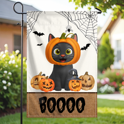 Custom Halloween Welcome - Cat Boo Yard Outdoor Decor - Personalized Flag