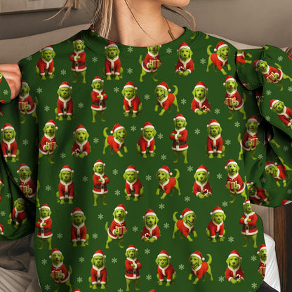 Funny Green Golden Retriever Christmas Shirt, Xmas Golden Retriever  Pattern Hoodie, Golden Retriever Christmas Shirt For Dog Lover
