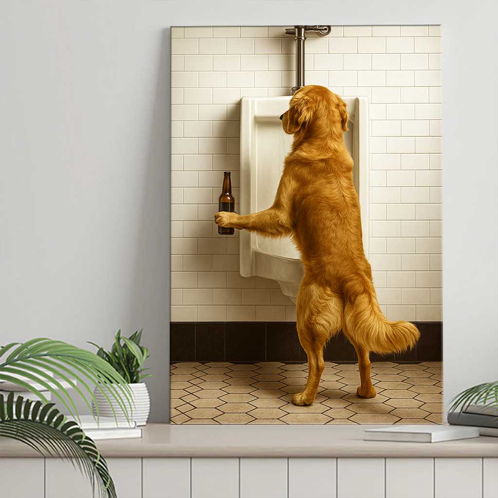 Lovely Mischievous Golden Retriever Canvas, Funny Wall Decoration For Pet Lovers