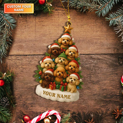 Christmas Ornament Poodle With Custom Name, Personalized Poodle Ornament, Cute Poodle Xmas Ornament, Poodle Christmas Decor