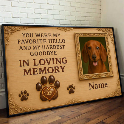 In Loving Memory Dachshund Wall Art, Pet Memorial Portrait, Personalized Remembrance Frame
