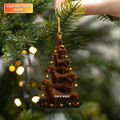 Personalized Dachshund Christmas Ornament, Dachshund Xmas Ornament With Custom Name, Wiener Dog Ornament For Pet Lover