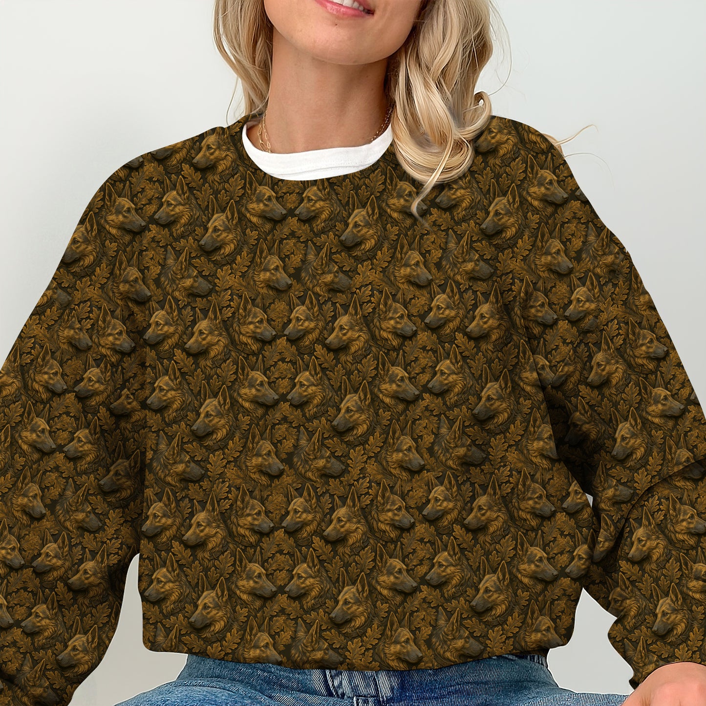 Funny German Shepherd Shirt, Shephard Pattern Hoodie, German Shepherd Ugly Sweater