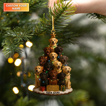 Personalized Labrador Christmas Tree Ornament, Custom Name Funny Dog Holiday Decoration for Lab Lovers