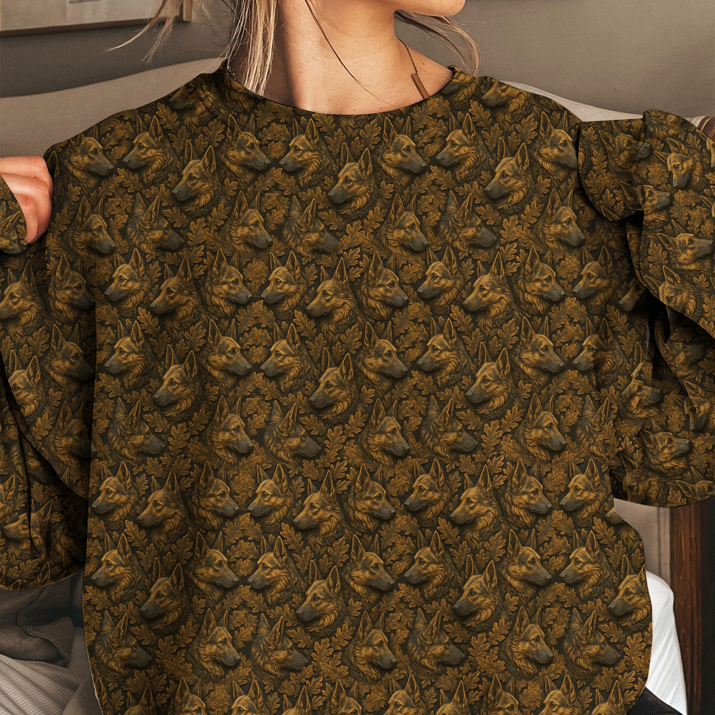 Funny German Shepherd Shirt, Shephard Pattern Hoodie, German Shepherd Ugly Sweater