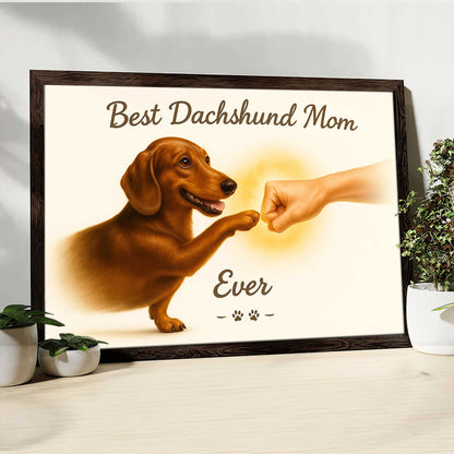 Best Dachshund Dad Ever, Cute Wiener Dog and Owner Fist Bump Wall Art, Dog Lover Gift for Him