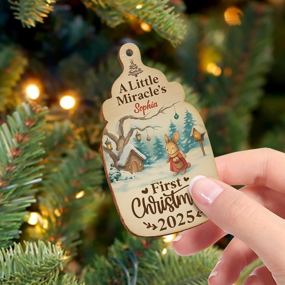 Baby’s First Christmas - Personalized Double-Sided Wooden Christmas Ornament-web2