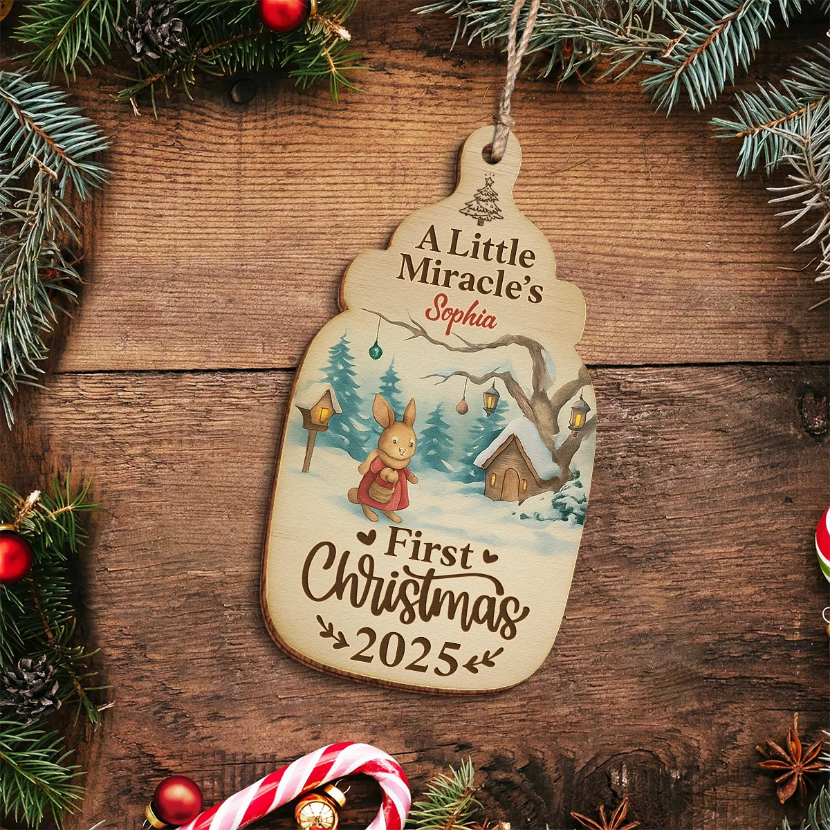 Baby’s First Christmas - Personalized Double-Sided Wooden Christmas Ornament-web3
