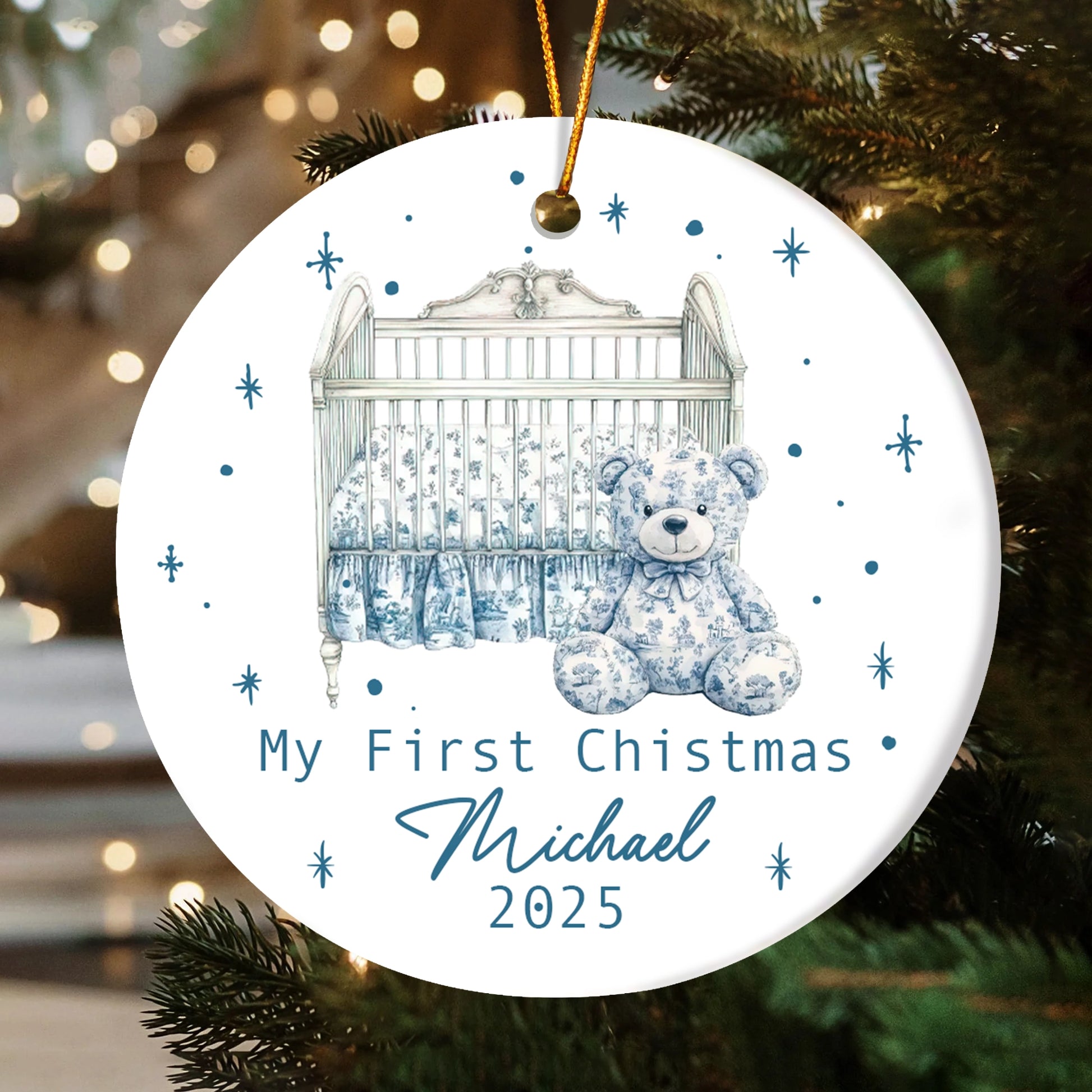 Baby’s First Christmas Ornament - Personalized Ceramic Holiday Decoration-OR-NM23-TX47-web2