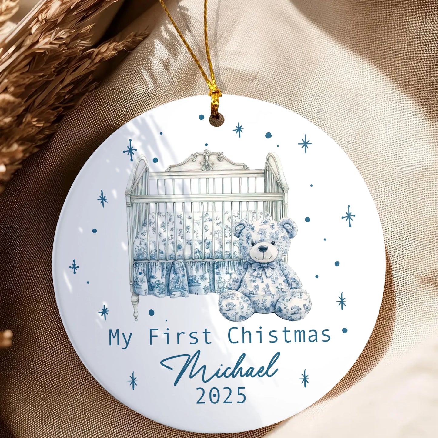 Baby’s First Christmas Ornament - Personalized Ceramic Holiday Decoration-OR-NM23-TX47-web5