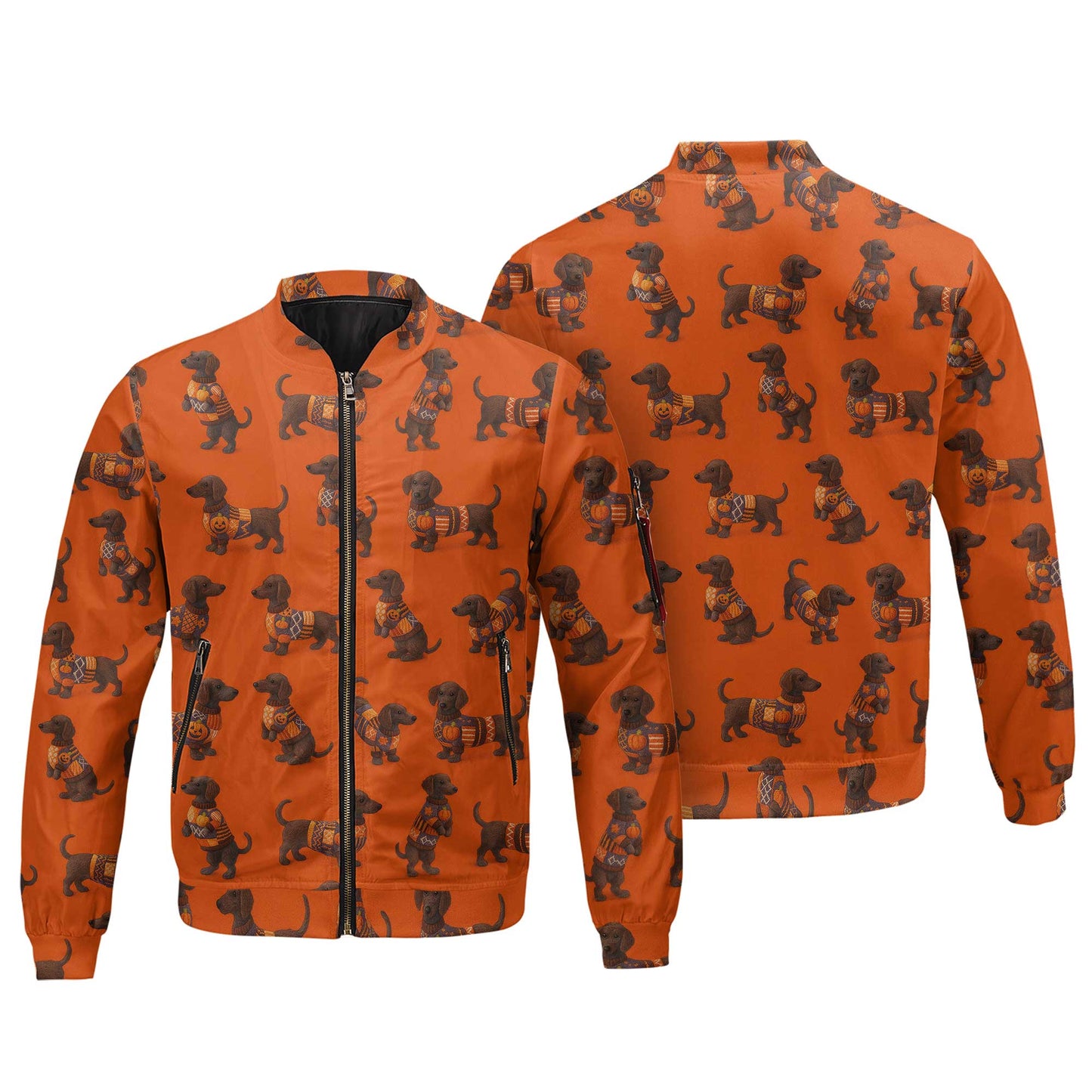 Dachshund Pattern Orange Shirt - Dachshund Christmas Shirt, Weiner Dog Tee, Pattern Polos For Spooky Season