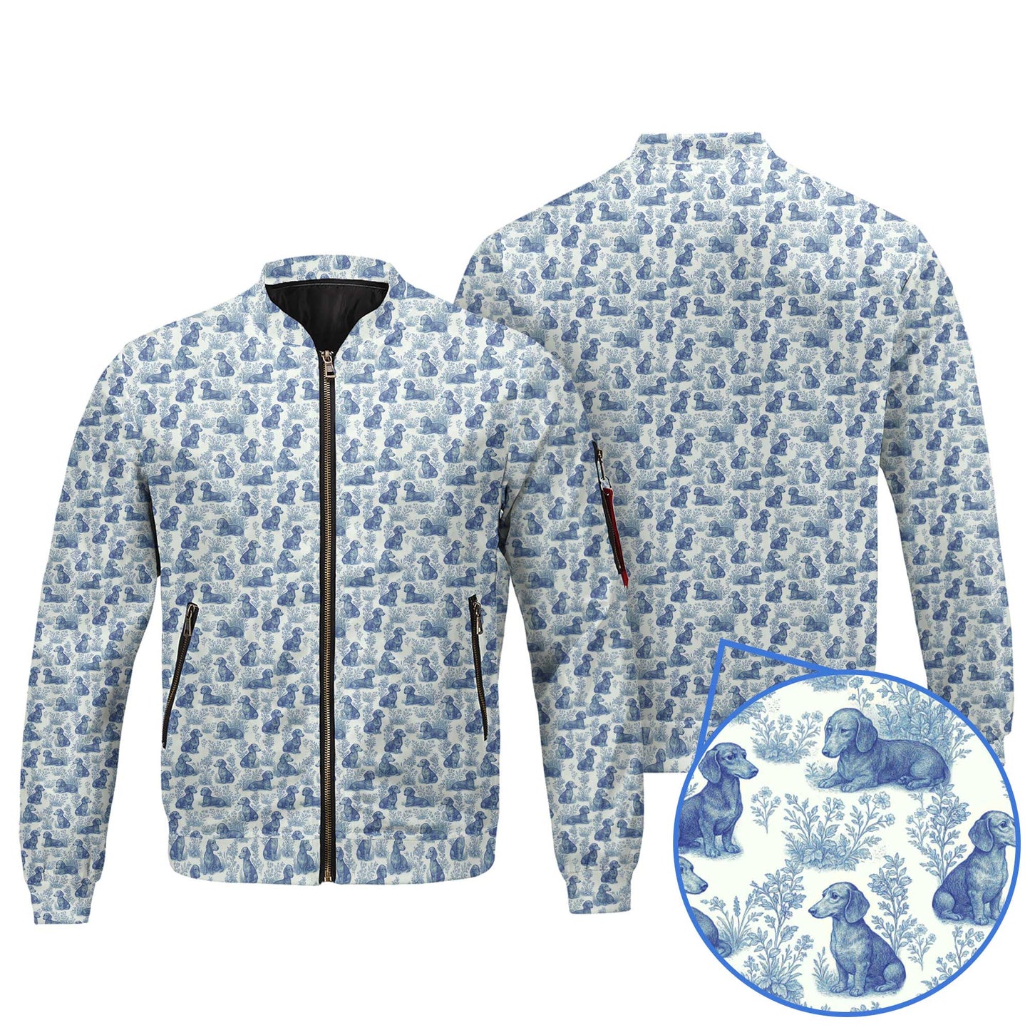 Blue Pattern Shirt - Dachshund Christmas Shirt, Weiner Dog Tee, Pattern Polos For Spooky Season