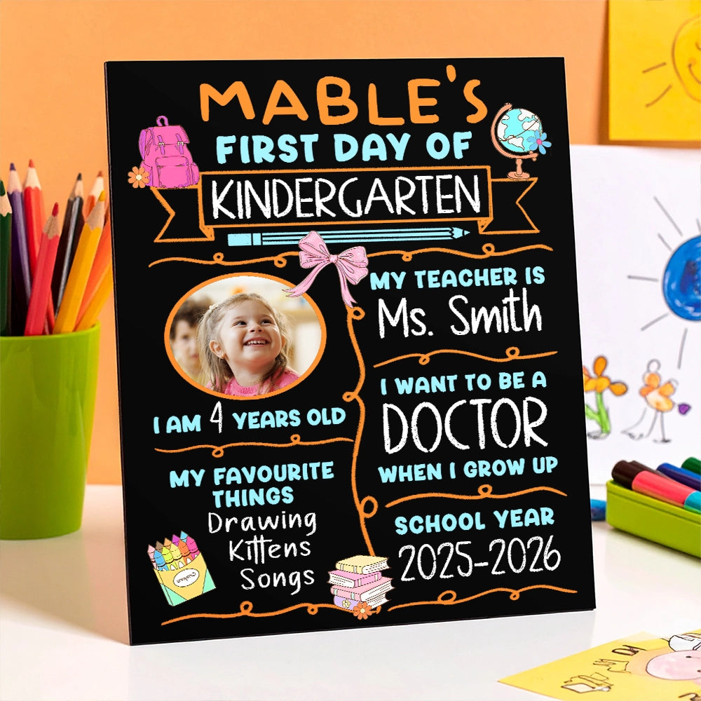 Custom Pre-K Kindergarten School Sign - Reusable Chalkboard Back To School Gift - Personalized Chalkboard