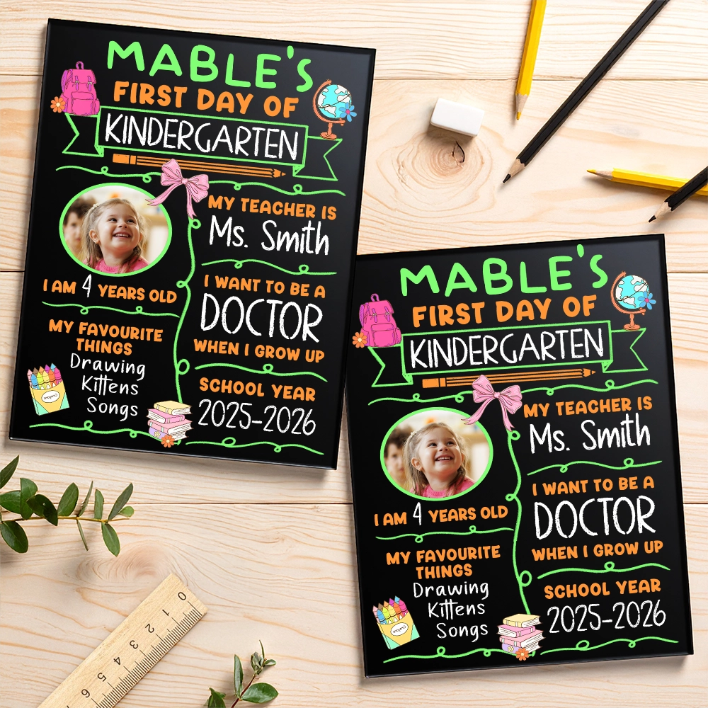 Custom Pre-K Kindergarten School Sign - Reusable Chalkboard Back To School Gift - Personalized Chalkboard