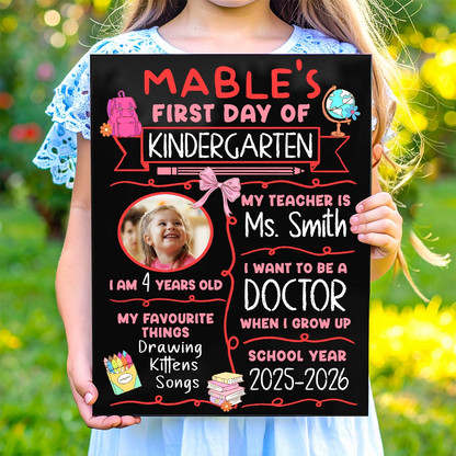 Custom Pre-K Kindergarten School Sign - Reusable Chalkboard Back To School Gift - Personalized Chalkboard