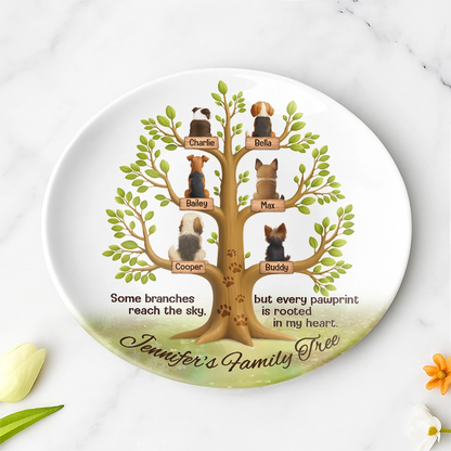 Custom Ceramic Round Plate - Personalized Dog Family Tree Gift For Dog Lovers-RP-HN09-web3