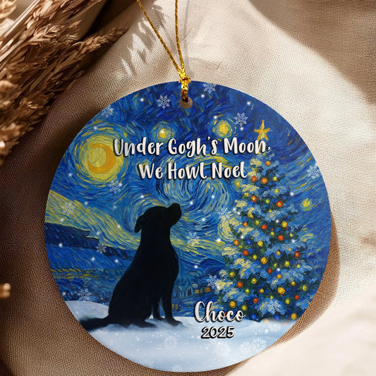 Custom Dog Starry Night Ceramic Ornament - Personalized Name & Year-MK_Web3