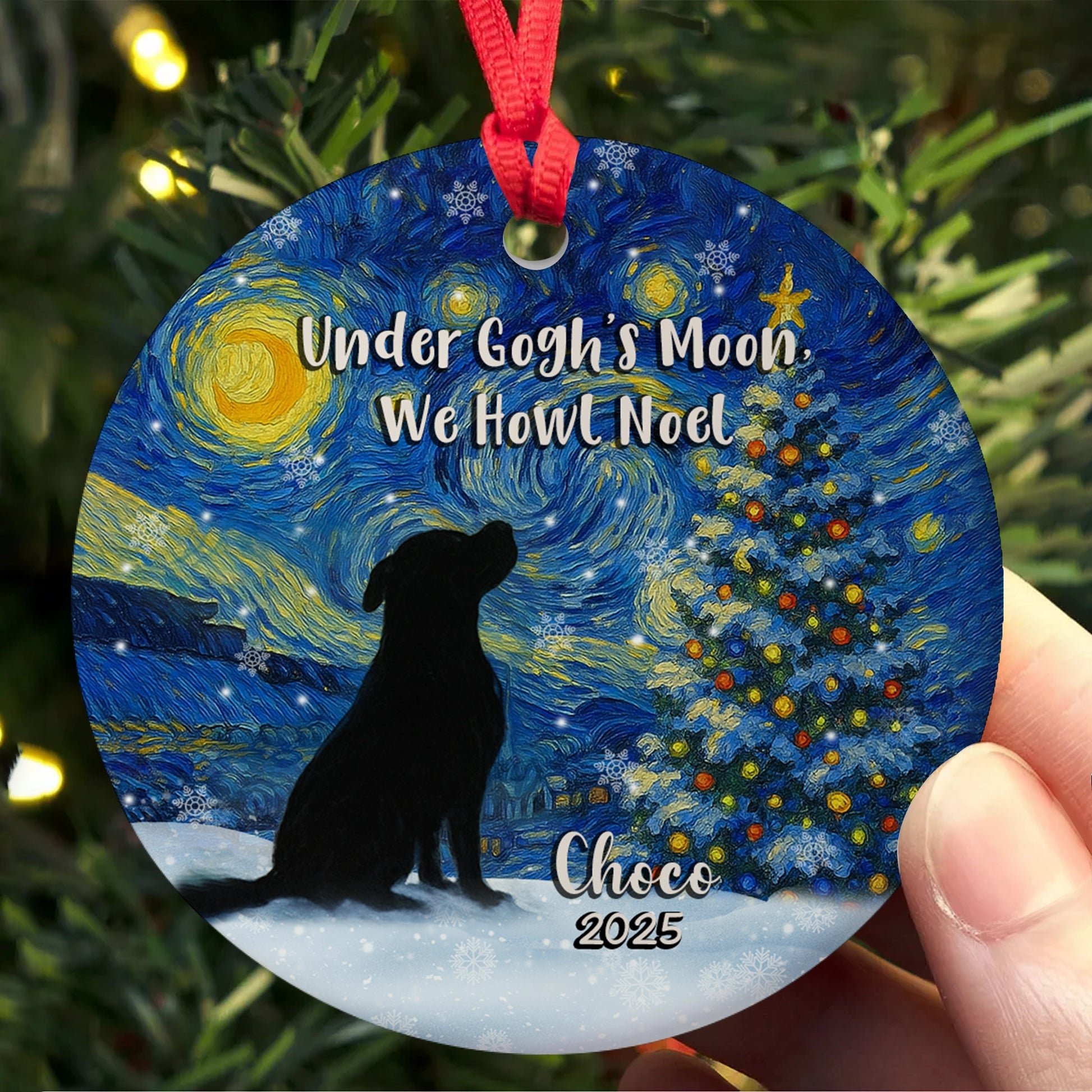 Custom Dog Starry Night Ceramic Ornament - Personalized Name & Year-MK_Web5