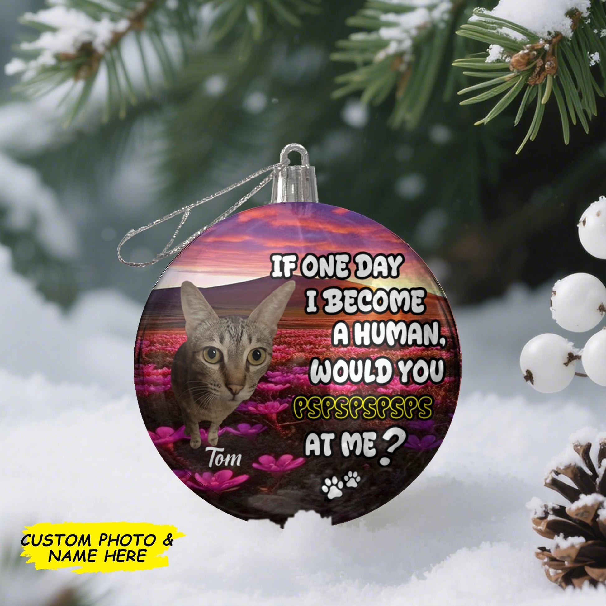 Custom Pet Photo Ornament - Personalized Cat & Dog Christmas Decoration For Pet Lovers-MK_web2
