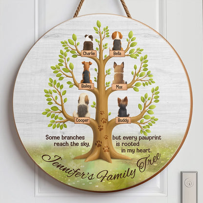 Custom Round Wood Sign - Personalized Dog Family Tree Gift For Dog Lovers-WN-HN13852-web2