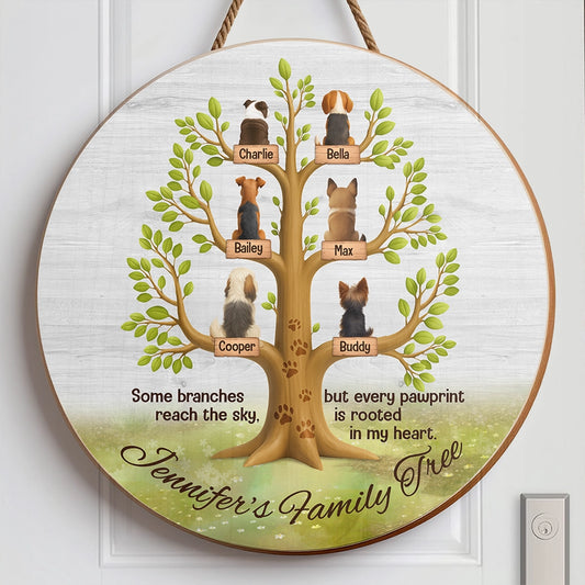 Custom Round Wood Sign - Personalized Dog Family Tree Gift For Dog Lovers-WN-HN13852-web2