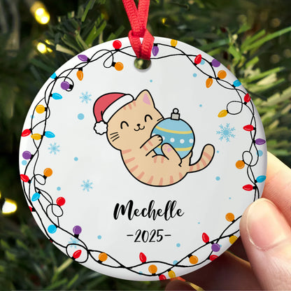 Cute Cat Design - Personalized Christmas Ceramic Ornament For Cat Lovers-MK_Web5
