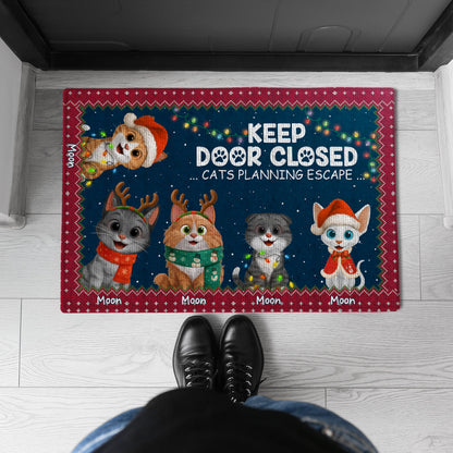 Keep Door Close, Cats Planning Escape - Christmas Gift For Cat Lovers - Personalized Doormat