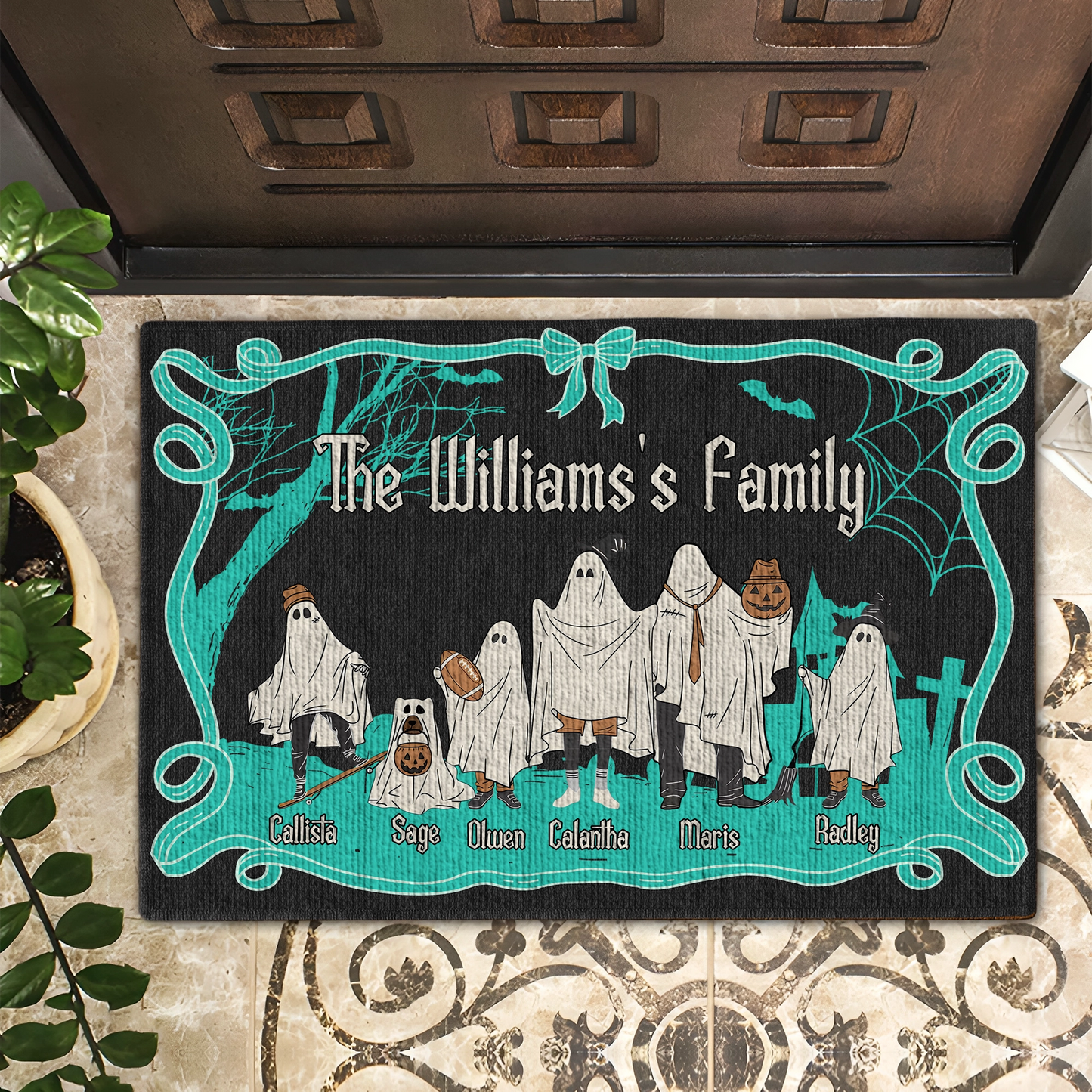 Ghost Family - Custom Halloween Home Decor - Personalized Doormat