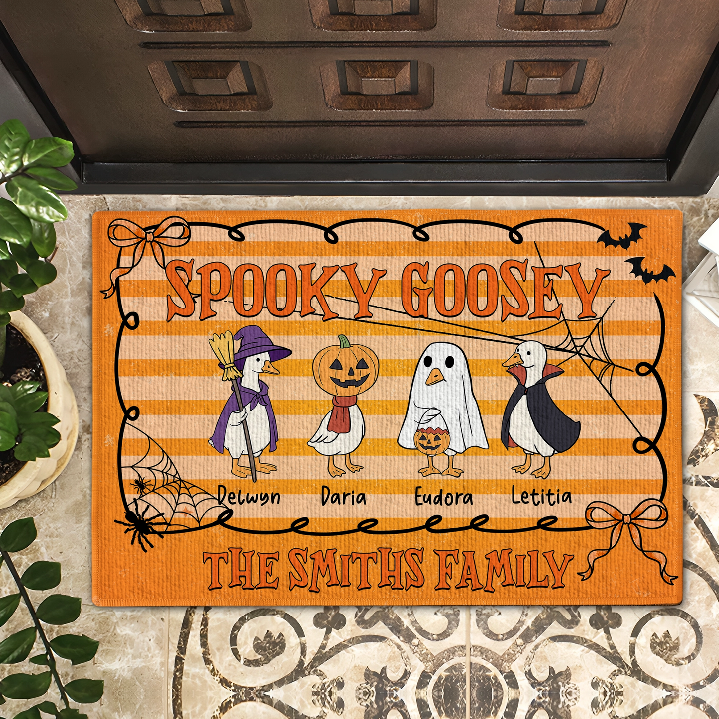 Spooky Goosey Family - Funny Halloween - Personalized Doormat