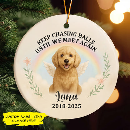 Dog with Wings and Rainbow Design - Personalized Pet Remembrance Ornament-MK_Web1