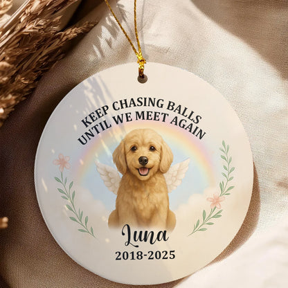 Dog with Wings and Rainbow Design - Personalized Pet Remembrance Ornament-MK_Web3