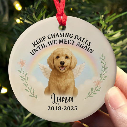 Dog with Wings and Rainbow Design - Personalized Pet Remembrance Ornament-MK_Web5