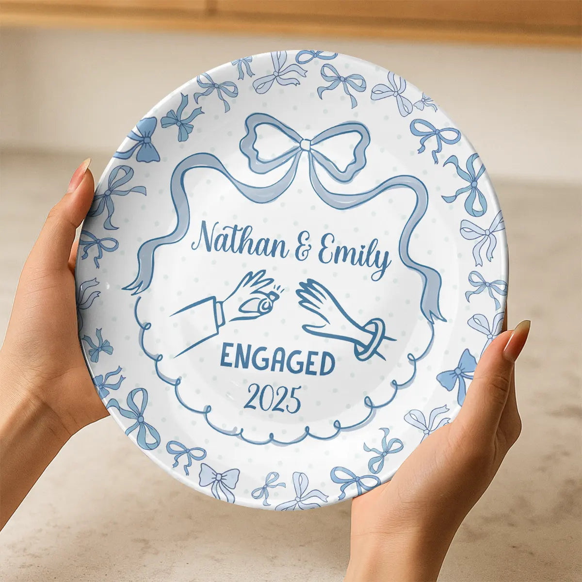 Engagement Plate - Personalized Jewelry Dish for Couples-RP-LA27-YV602