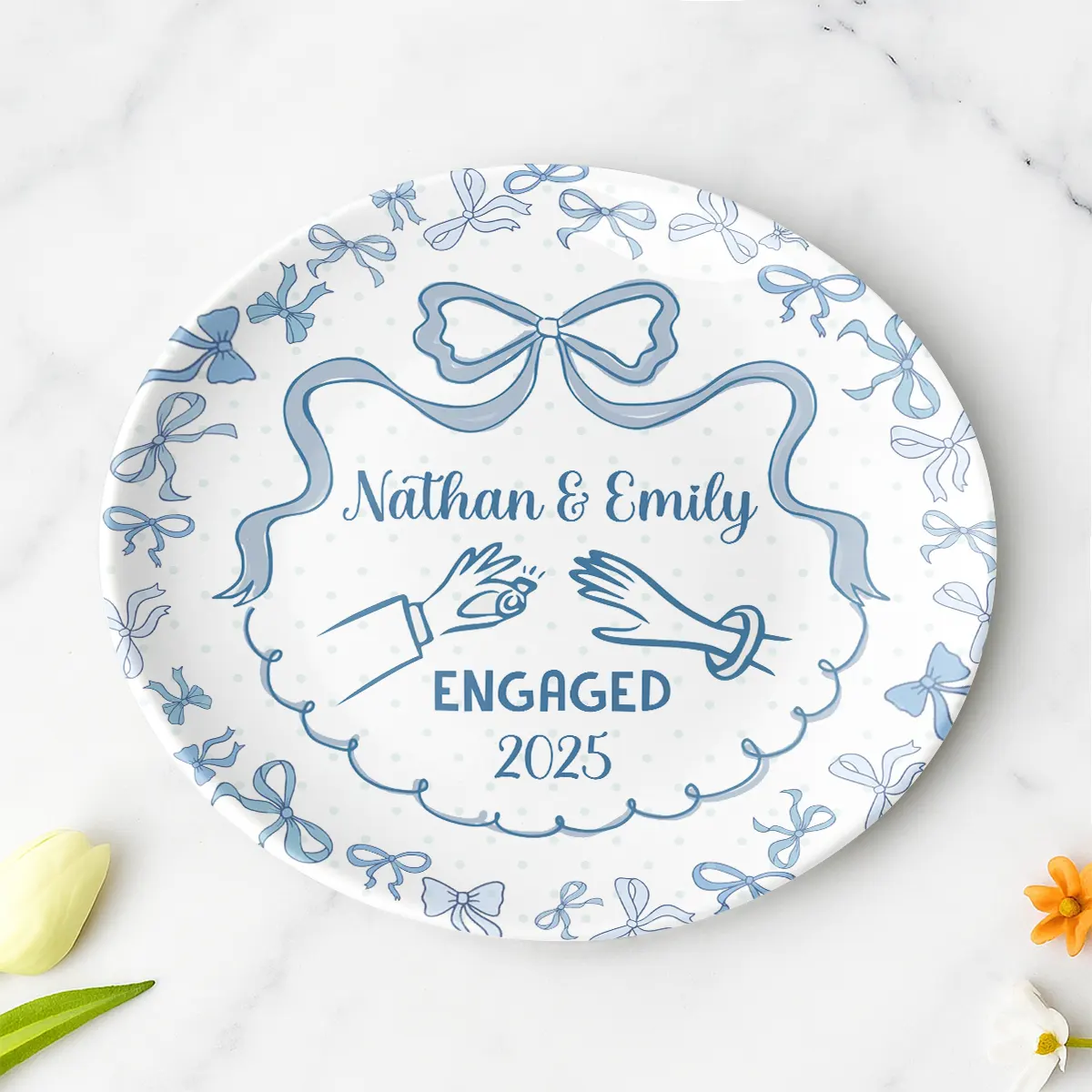 Engagement Plate - Personalized Jewelry Dish for Couples-RP-LA27-YV603