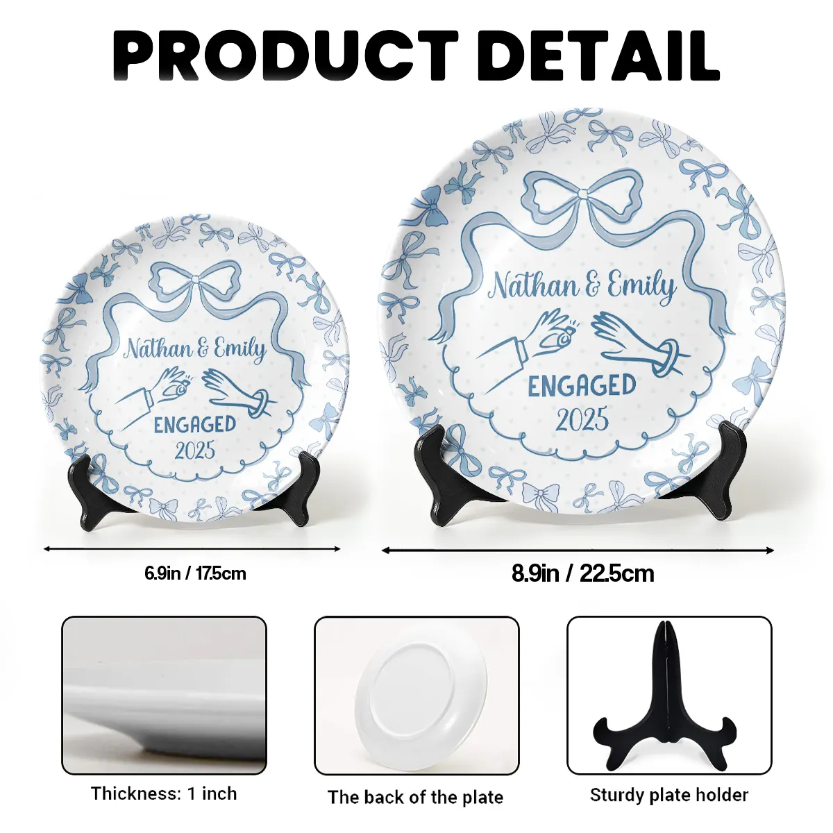 Engagement Plate - Personalized Jewelry Dish for Couples-RP-LA27-YV604