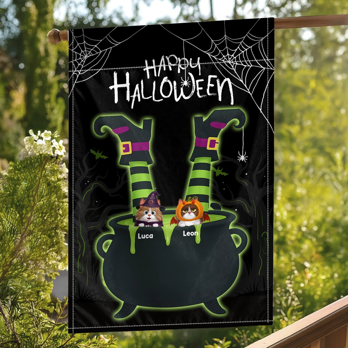 Happy Halloween - Witchy Spooky Vibes Flag Halloween Home Decor - Personalized Flag