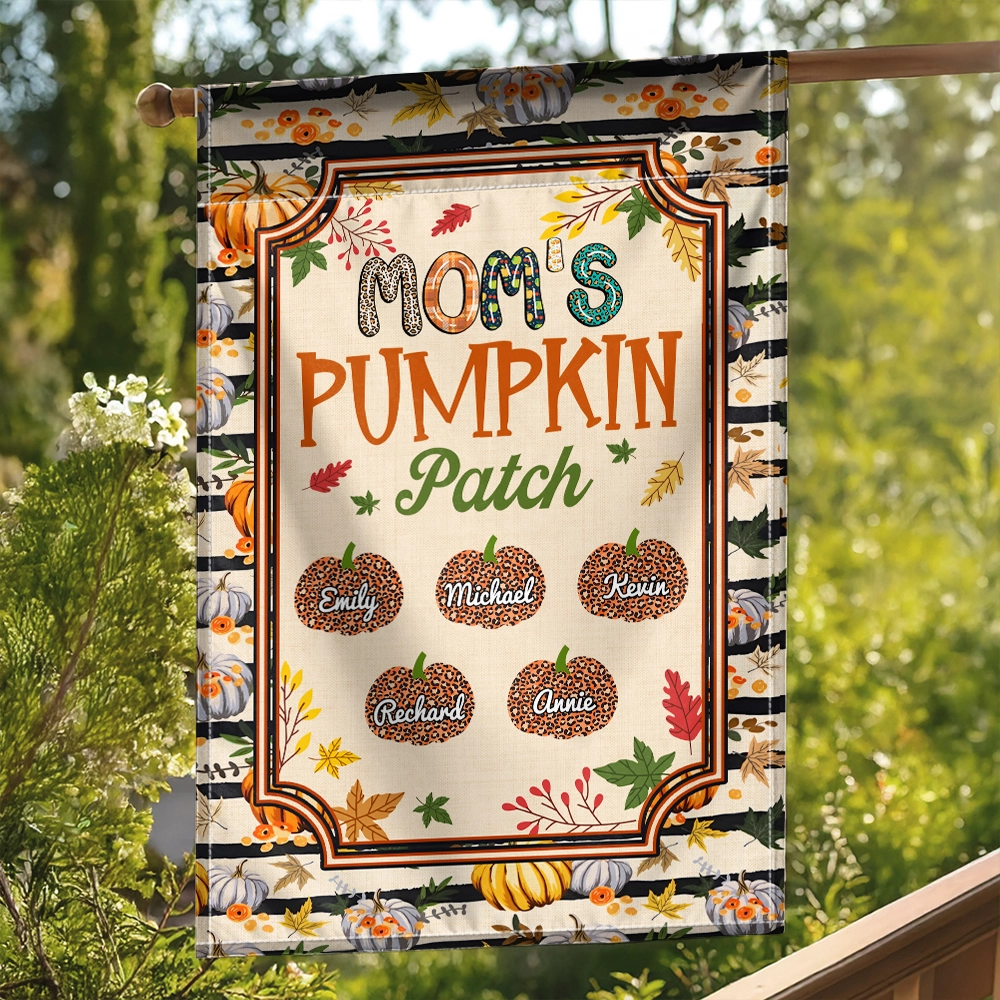 Grandma Pumpkin Patch - Custom Kid Name Fall Decor - Personalized Garden Flag