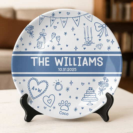 Family Keepsake Plate - Personalized Ceramic Round Plate with Family Name-RP-LA30-TX561
