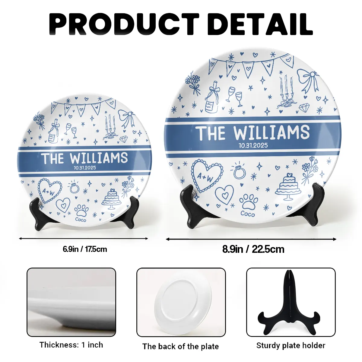 Family Keepsake Plate - Personalized Ceramic Round Plate with Family Name-RP-LA30-TX564