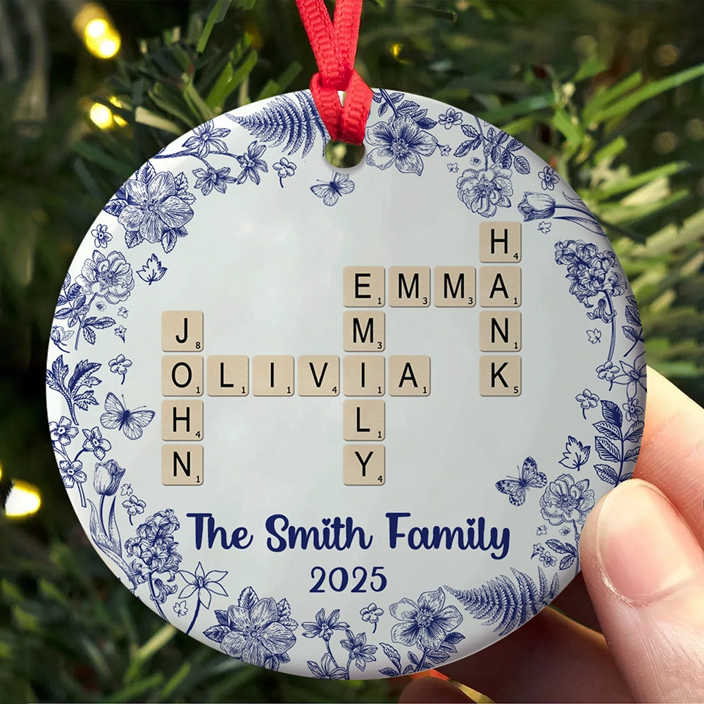Family Name Crossword - Personalized Christmas Ceramic Ornament-OR-YV64-web3