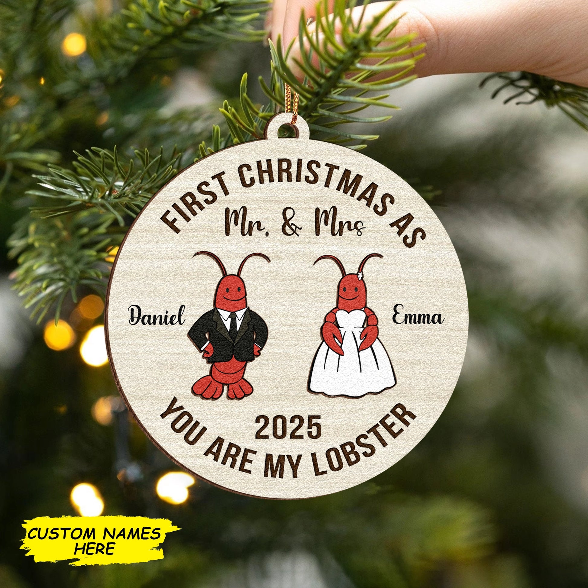 First Christmas You Are My Lobster Gift - Personalized Wooden 2 Layer Ornament-MKweb1