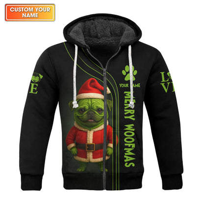 Custom Name Pug Christmas Shirt, Funny Merry Woofmas Shirt, Personalized Pug Xmas Hoodie For Dog Lover,