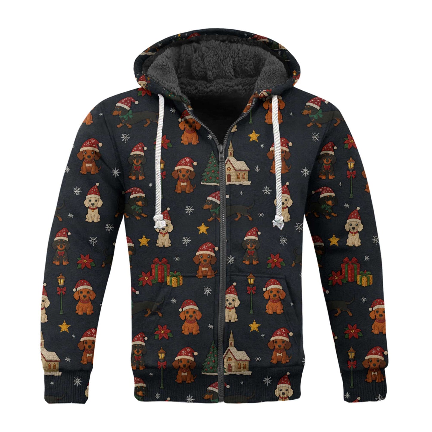 Dachshund Christmas Shirt, Wiener Dog T Shirts, Santa Hat and Holiday Pattern Polo