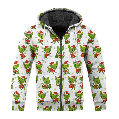 Funny Green Chihuahua Christmas Hoodie, Xmas Dog Pattern Shirt, Chihuahua Shirt For Dog Lovers