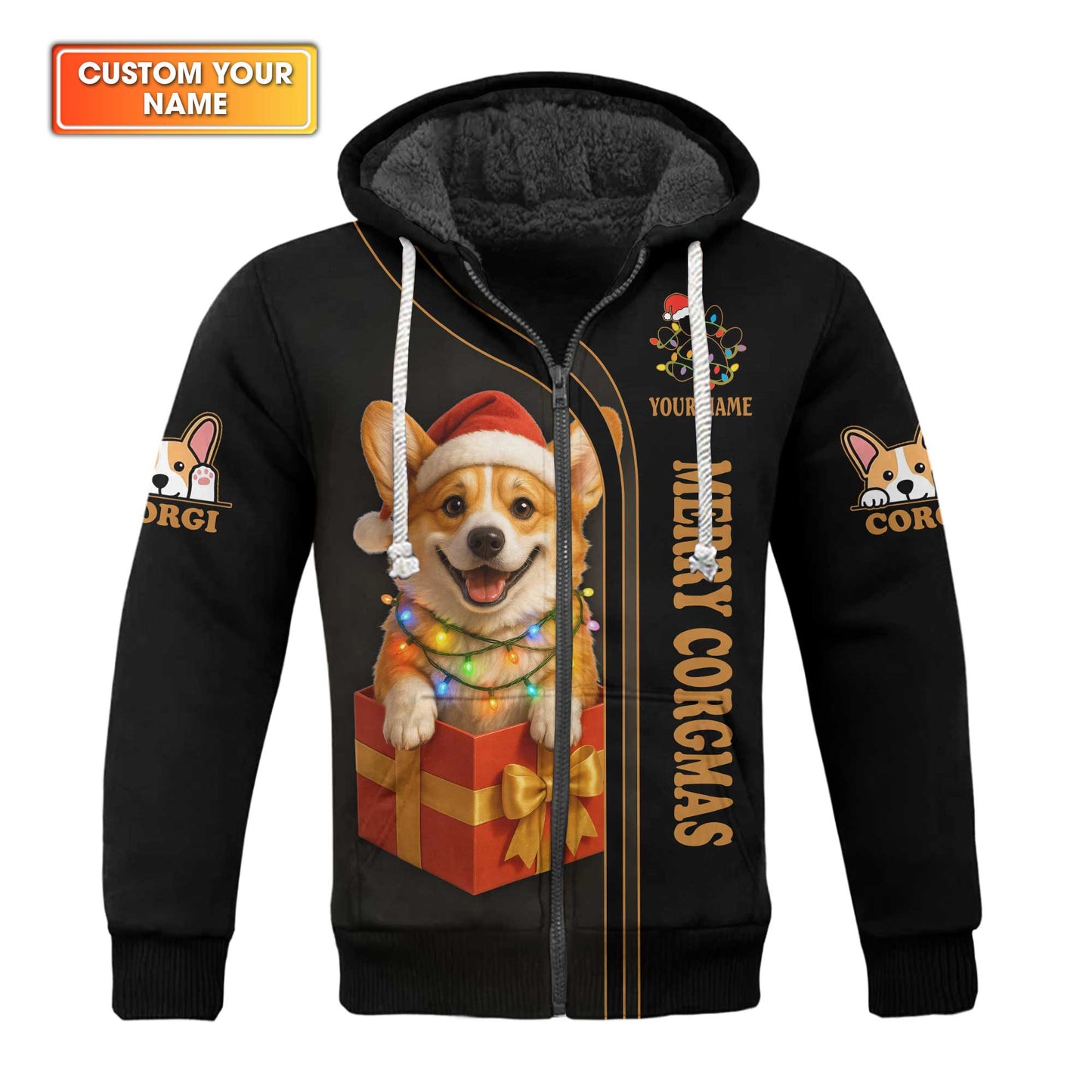 Cute Christmas Corgi Dog Gift Box Custom Name Hoodie, Corgi Shirt, Corgi Dog T Shirt
