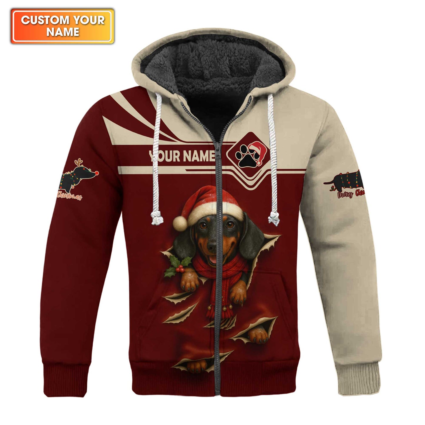 Festive Dachshund Breakthrough Hoodie, Personalized Dachshund Shirt, Wiener Dog T Shirt