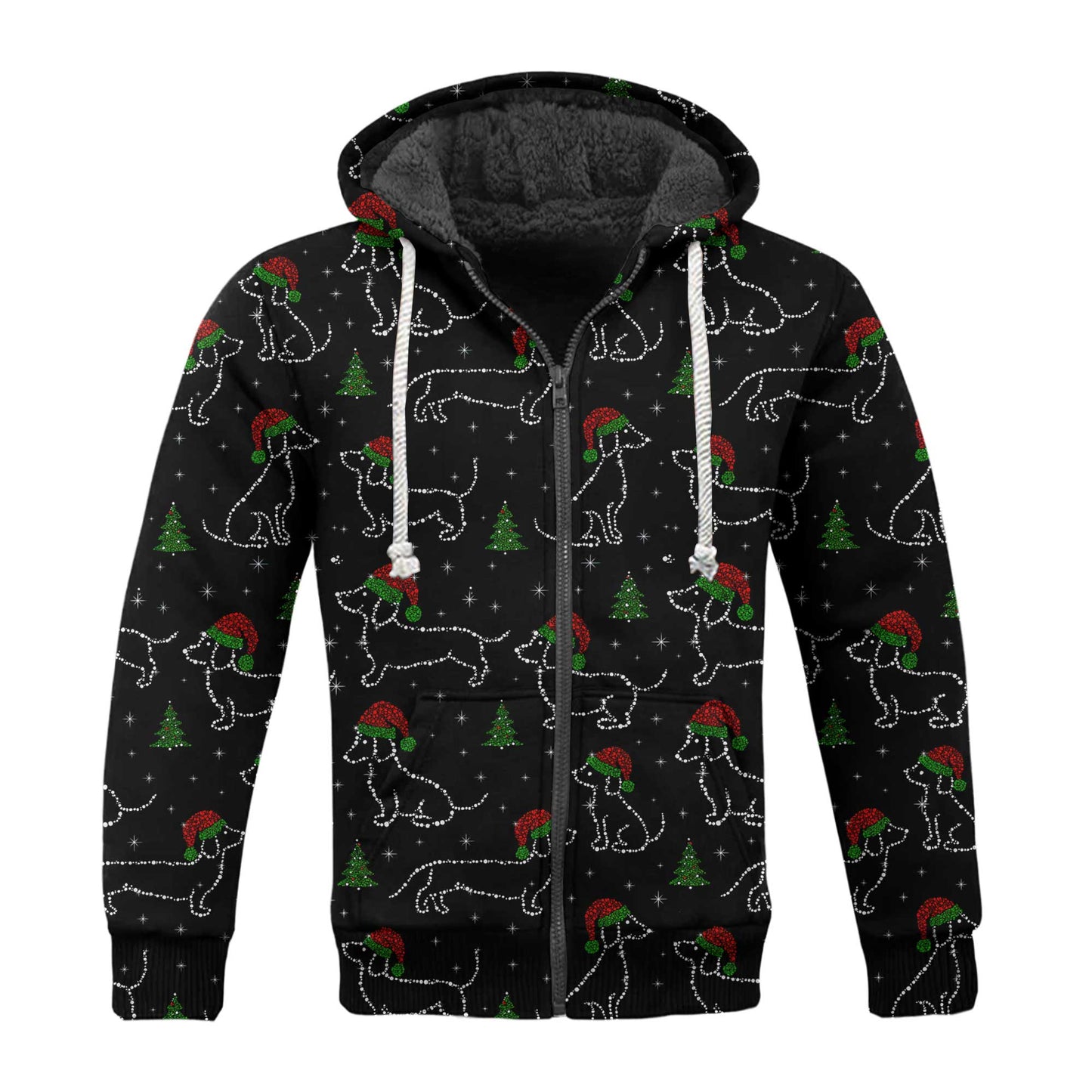 Christmas Lights Sparkling Santa Cute Holiday Pattern Polo, Festive Black Shirt, Dachshund T Shirt, Wiener Dog T Shirt