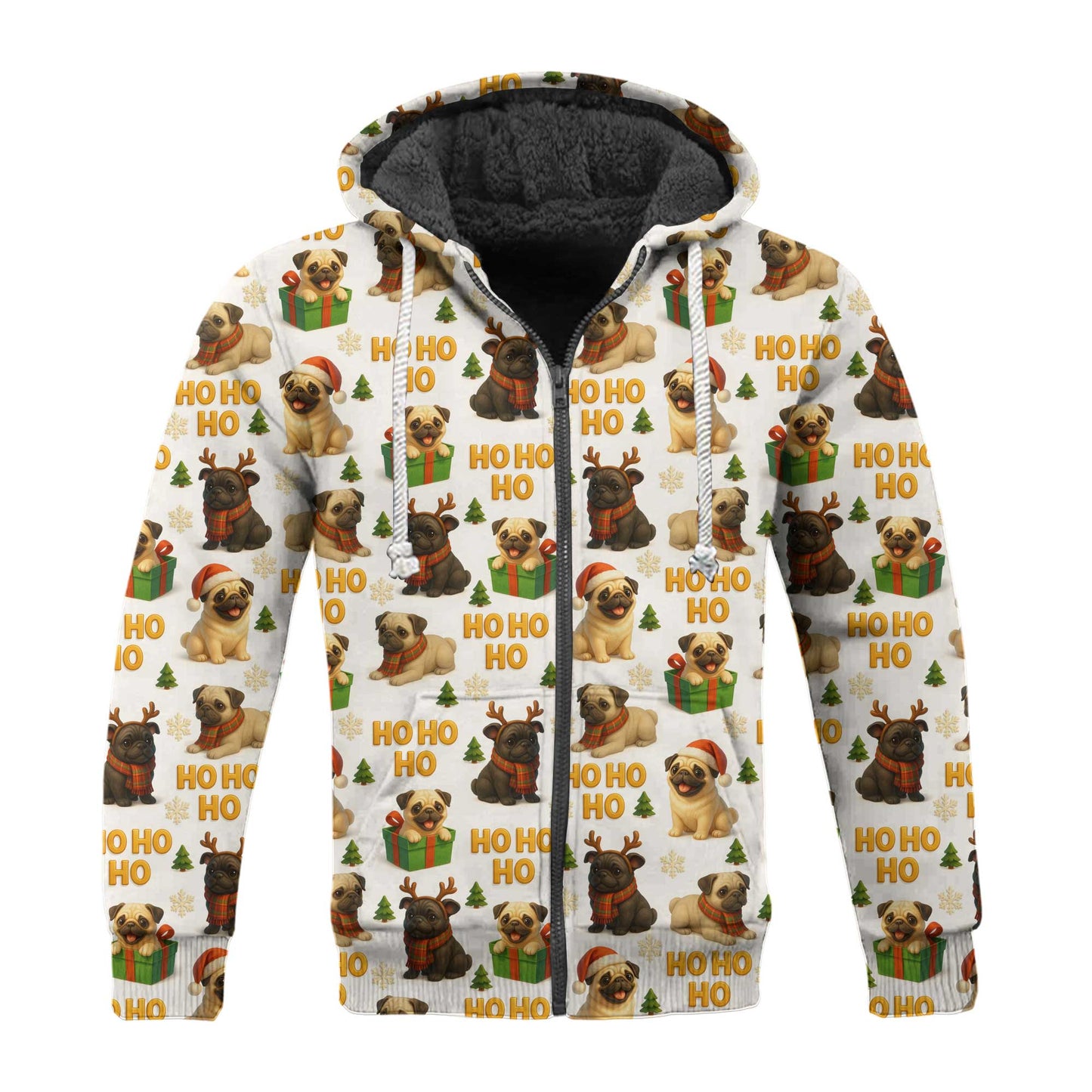 Cute Pug Santa Ho Ho Ho  Pattern Pug Polo, Funny Pug Shirt, Pug T Shirt