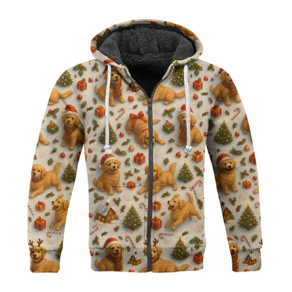 Funny Cute Golden Holiday Pattern Polo, Christmas Golden Retriever Shirt, Golden Retriever T Shirt