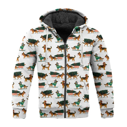 Festive Holiday Shepherd Santa Pattern Polo, Funny German Shepherd Shirt, German Shepherd T Shirt